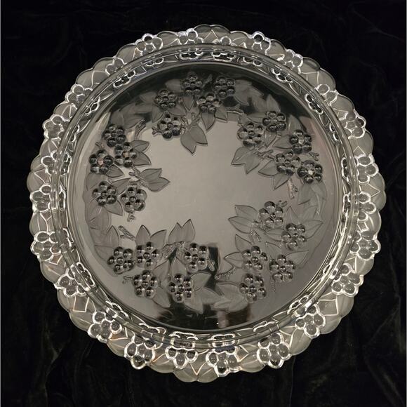 Vintage Walther Glass Mikasa Crystal Carmen Satiniert Torte Plate Platter 13.5" - Picture 2 of 5